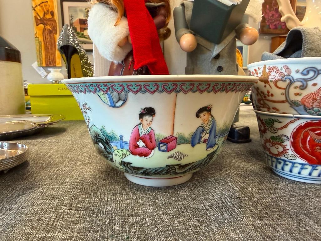20TH CENTURY CHINESE PORCELAIN HAND DECORATED BOWL INCLUDES BOWL WITH QIANLONG MARK - 3