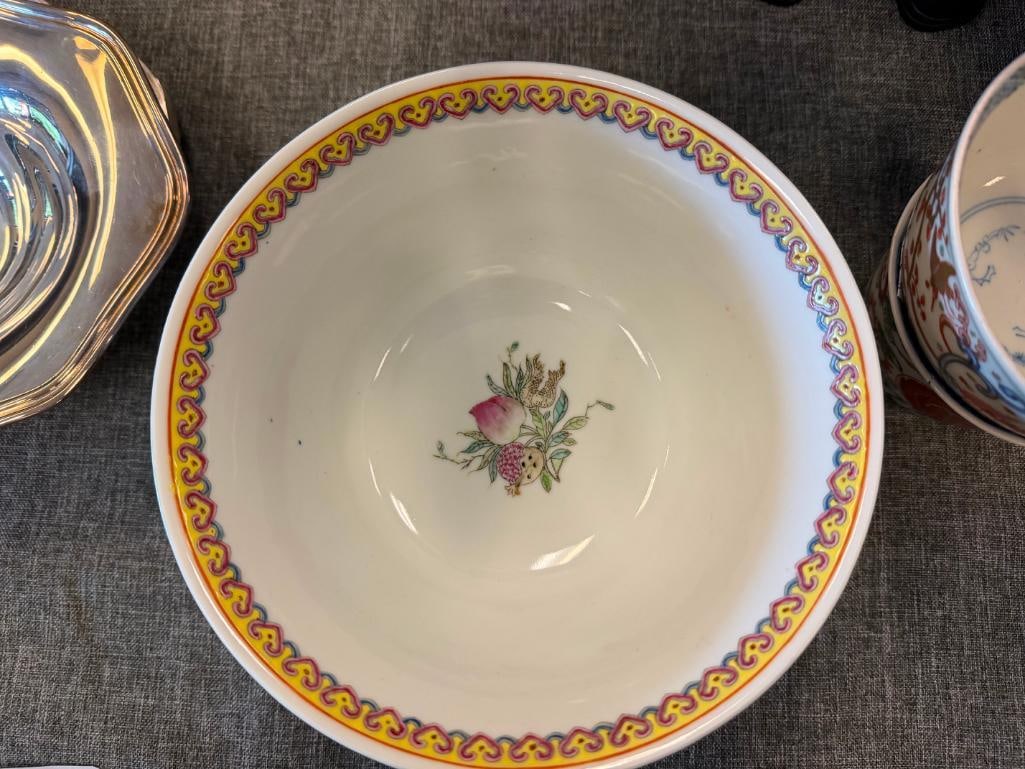 20TH CENTURY CHINESE PORCELAIN HAND DECORATED BOWL INCLUDES BOWL WITH QIANLONG MARK - 7