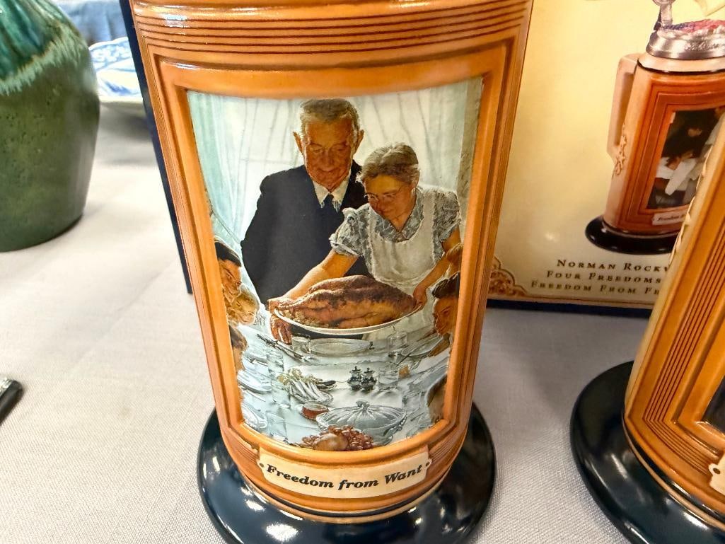 ANNHEUSER-BUSCH COLLECTION NORMAN ROCKWELL'S FOUR FREEDOM'S STEINS - 4