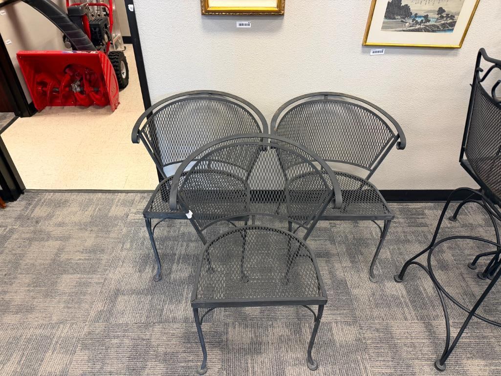 SET OF THREE BLACK METAL MESH PATIO / OUTDOOR CHAIRS (1 of 13)