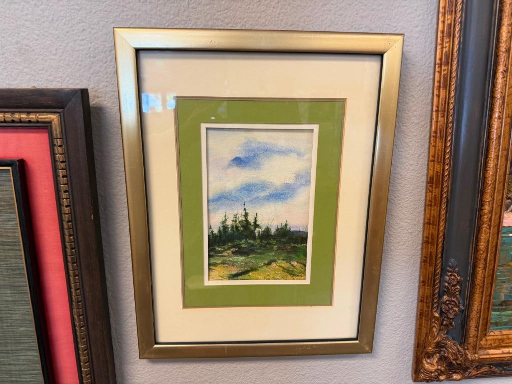 OLSEN SINGED ORIGINAL WATERCOLOR ON PAPER LANDSCAPE PAINTING - 4