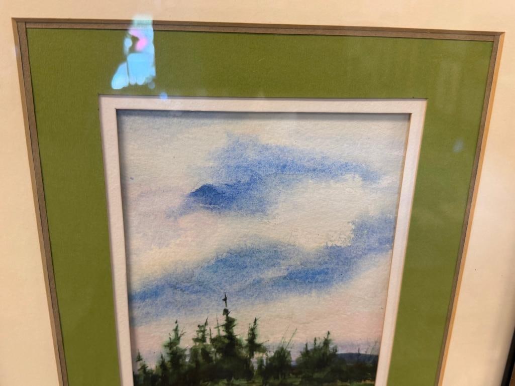 OLSEN SINGED ORIGINAL WATERCOLOR ON PAPER LANDSCAPE PAINTING - 7