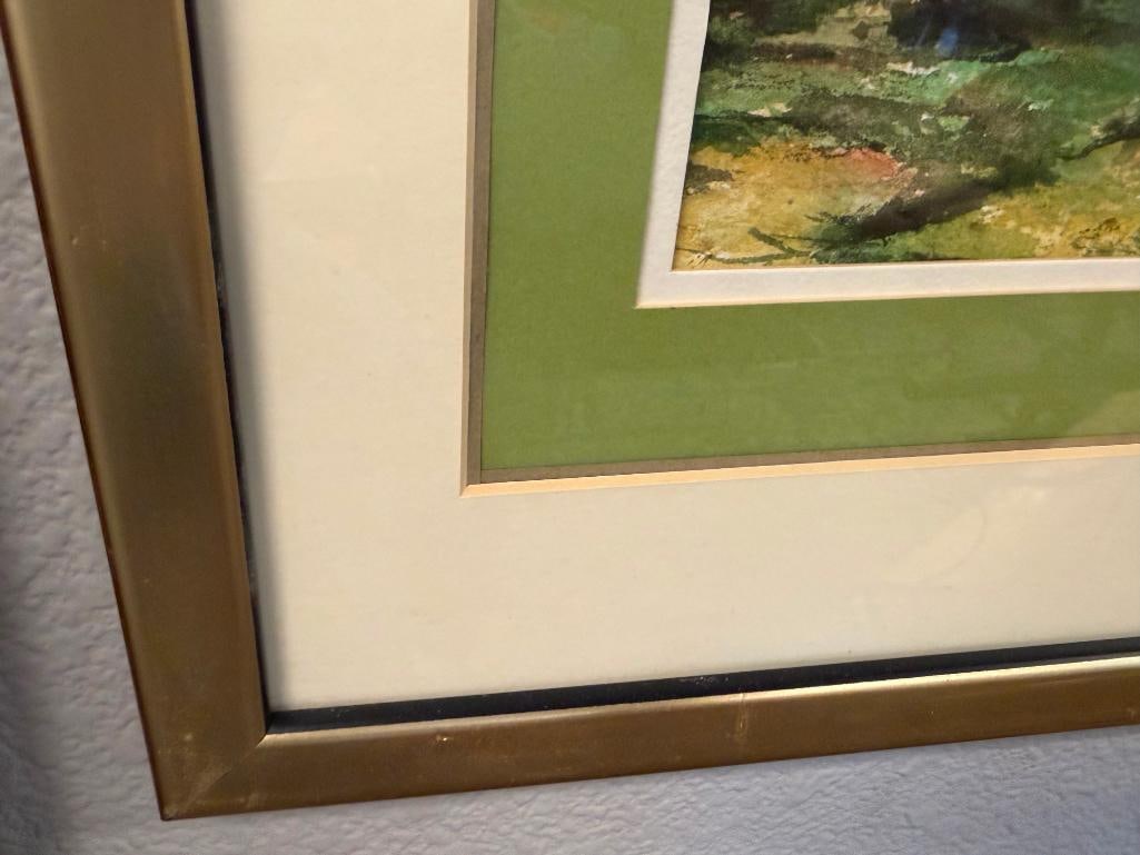 OLSEN SINGED ORIGINAL WATERCOLOR ON PAPER LANDSCAPE PAINTING - 9