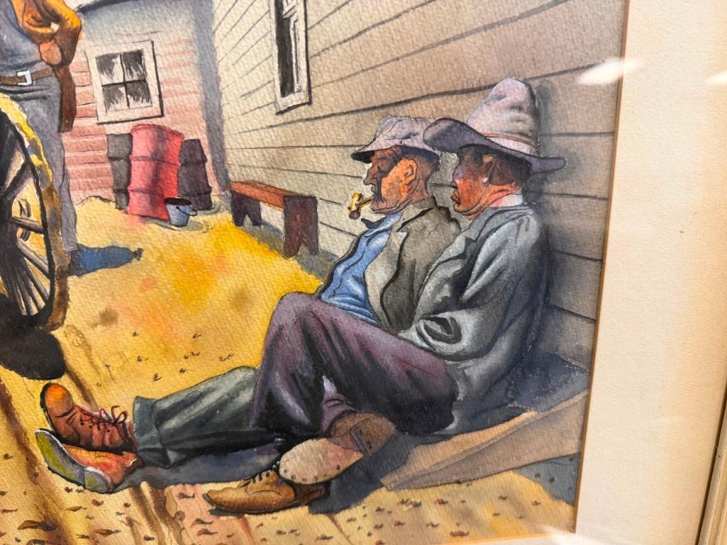 MID-CENTURY WESTERN ORIGINAL WATERCOLOR PAINTING ON PAPER DATED 08/48 - 4