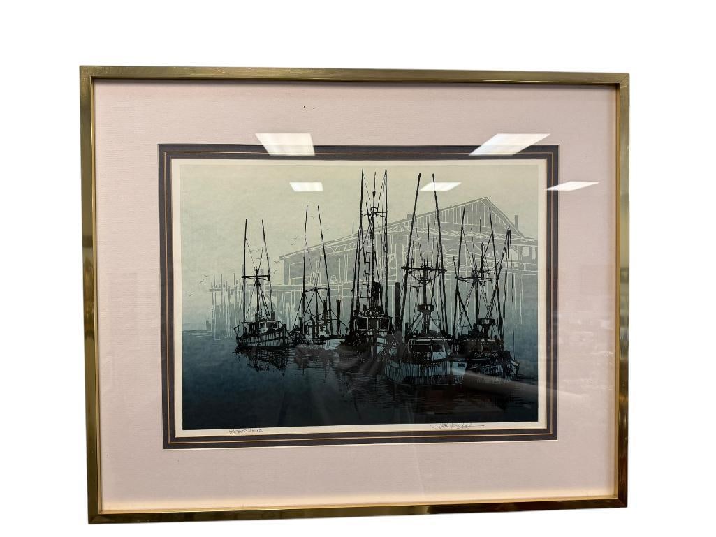 ROGER BERGHOFF PACIFIC NORTHWEST ARTIST SIGNED SILKSCREEN PRINT TITLED HARBOR HOME (1 of 8)