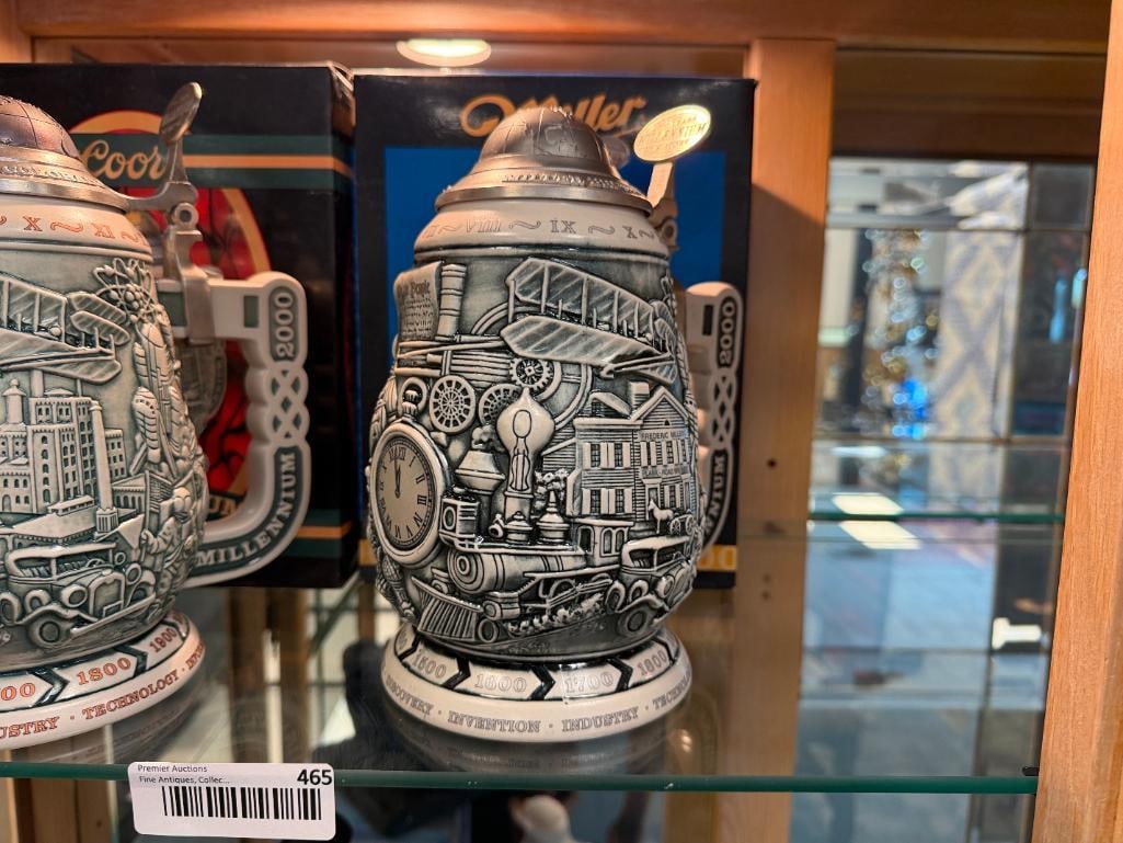COORS AND MILLER MILLENIUM 2000 RELIEF STEINS MADE BY CERAMARTE IN BRAZIL LIMITED EDITION - 2
