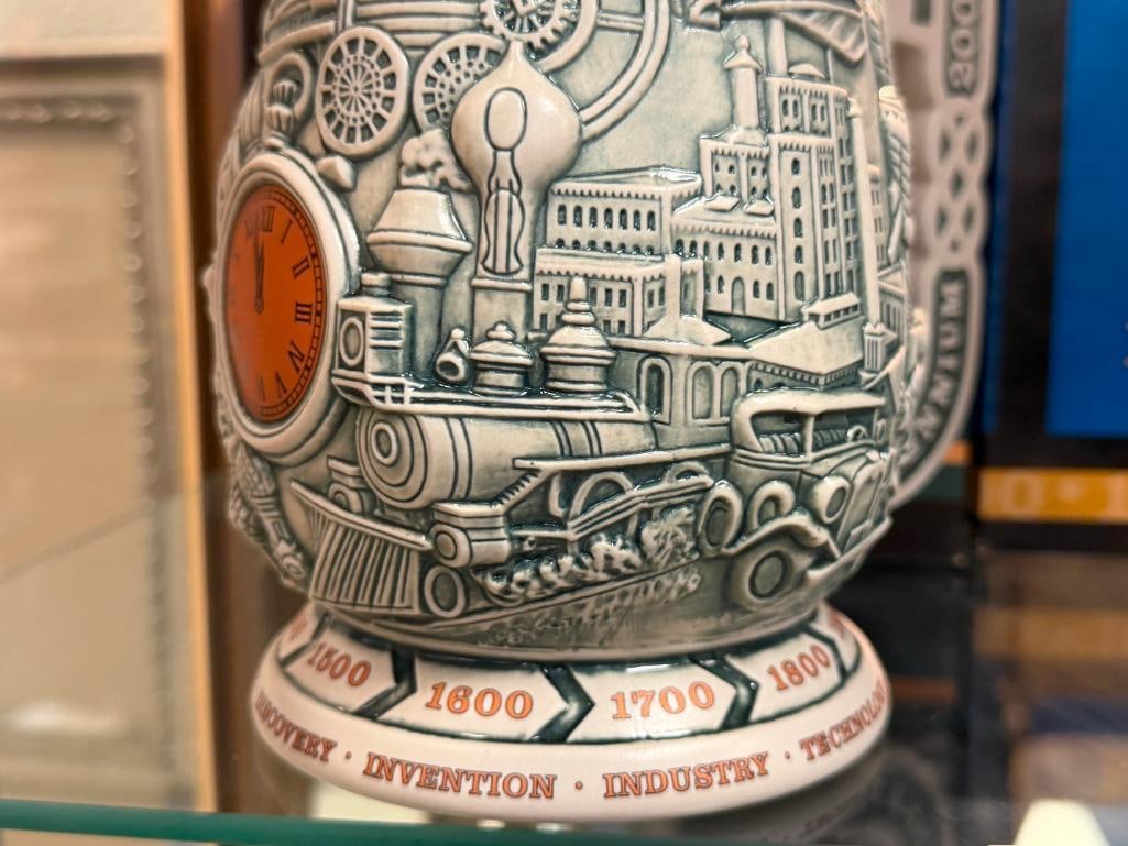 COORS AND MILLER MILLENIUM 2000 RELIEF STEINS MADE BY CERAMARTE IN BRAZIL LIMITED EDITION - 4