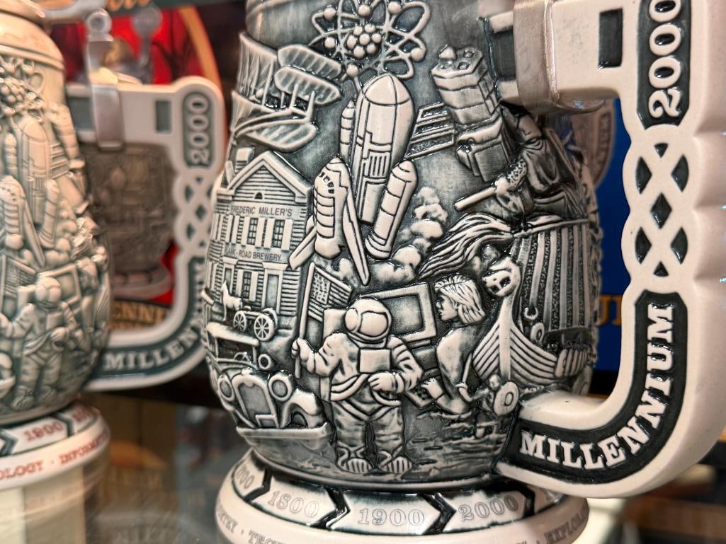 COORS AND MILLER MILLENIUM 2000 RELIEF STEINS MADE BY CERAMARTE IN BRAZIL LIMITED EDITION - 7