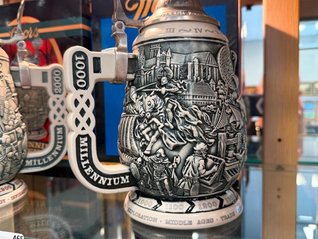 COORS AND MILLER MILLENIUM 2000 RELIEF STEINS MADE BY CERAMARTE IN BRAZIL LIMITED EDITION - 8