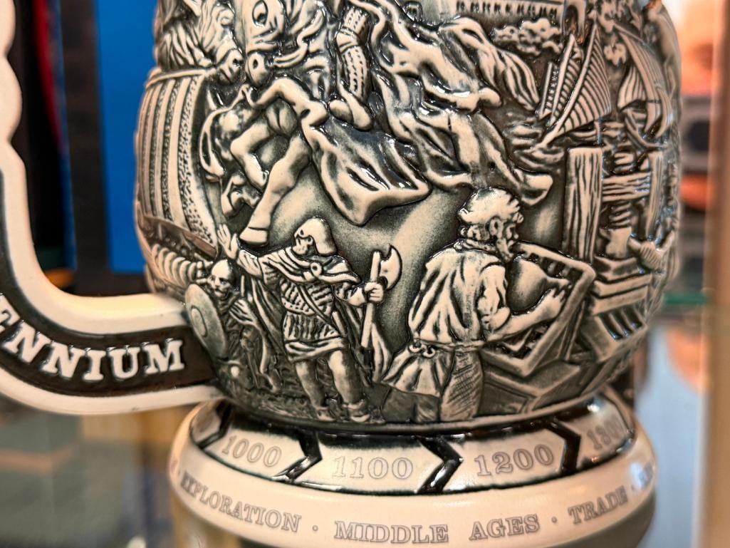 COORS AND MILLER MILLENIUM 2000 RELIEF STEINS MADE BY CERAMARTE IN BRAZIL LIMITED EDITION - 9