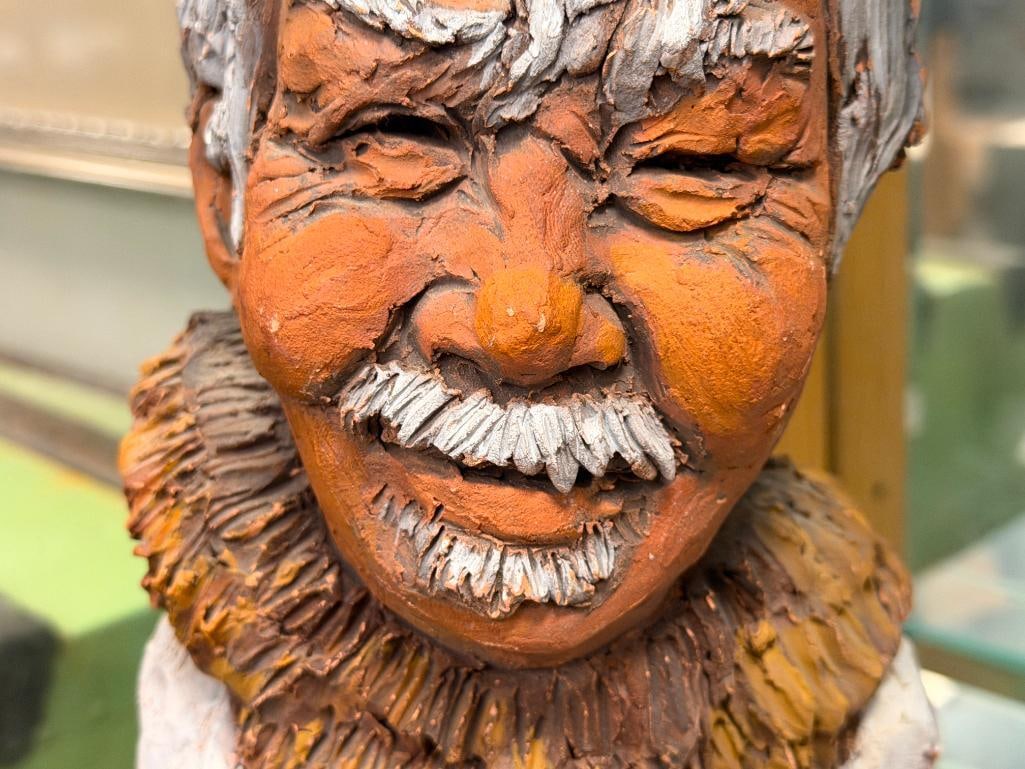 DAWSON SIGNED TERRACOTTA CLAY SCULPTURE BUST OF INDIGENOUS MAN - 3