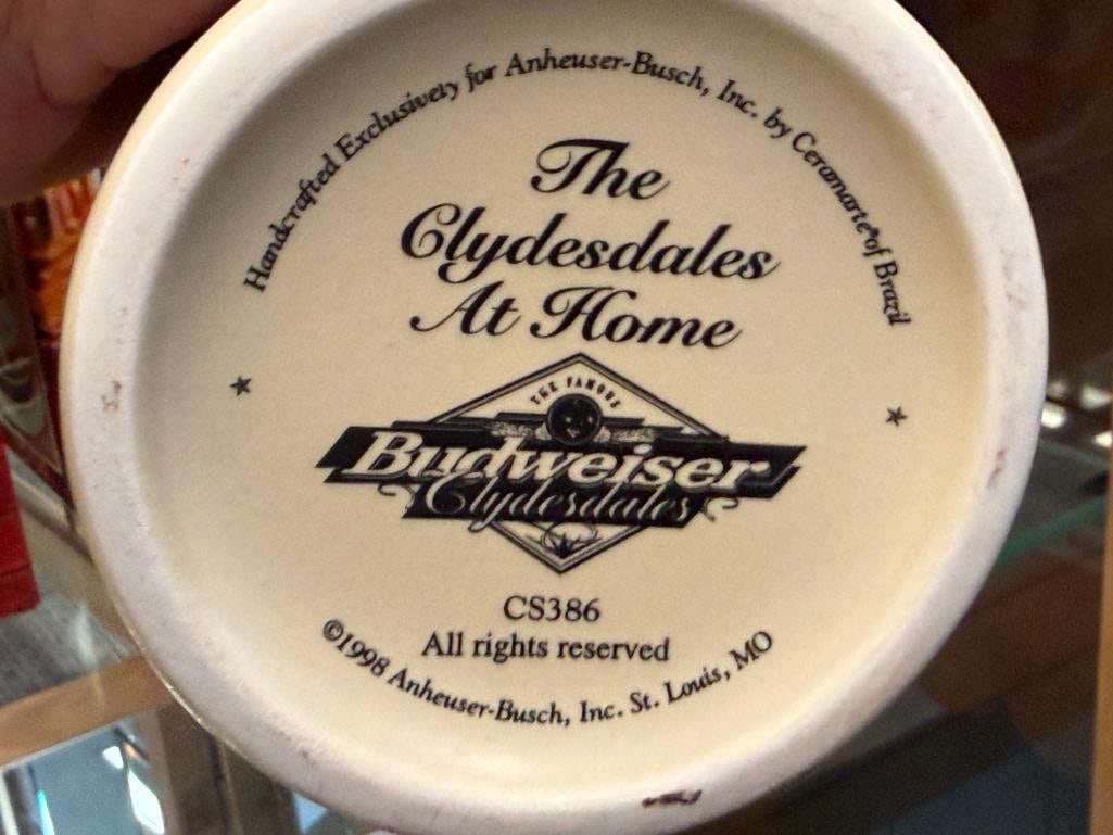 ANHEUSER-BUSCH / BUDWEISER RELIEF BEER STEINS THE CLYDESDALES AT HOME AND SEPERATED AT BIRTH - 12