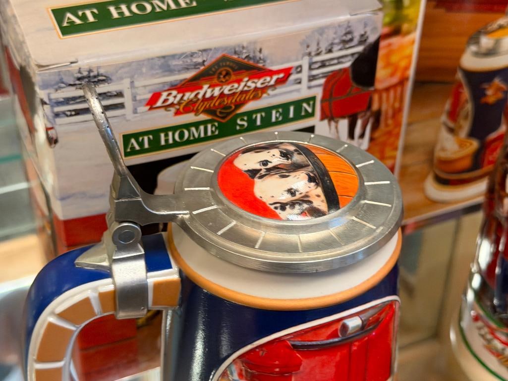 ANHEUSER-BUSCH / BUDWEISER RELIEF BEER STEINS THE CLYDESDALES AT HOME AND SEPERATED AT BIRTH - 5