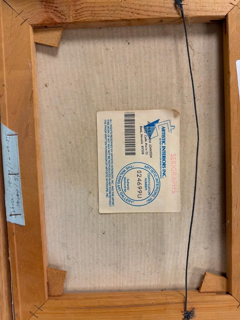 C. CARSON TEXTURED SERIGRAPH ON CANVAS DEPICTING AMERICAN THEME W/ U.S. MAIL AND STANDARD MOTOR OIL - 8