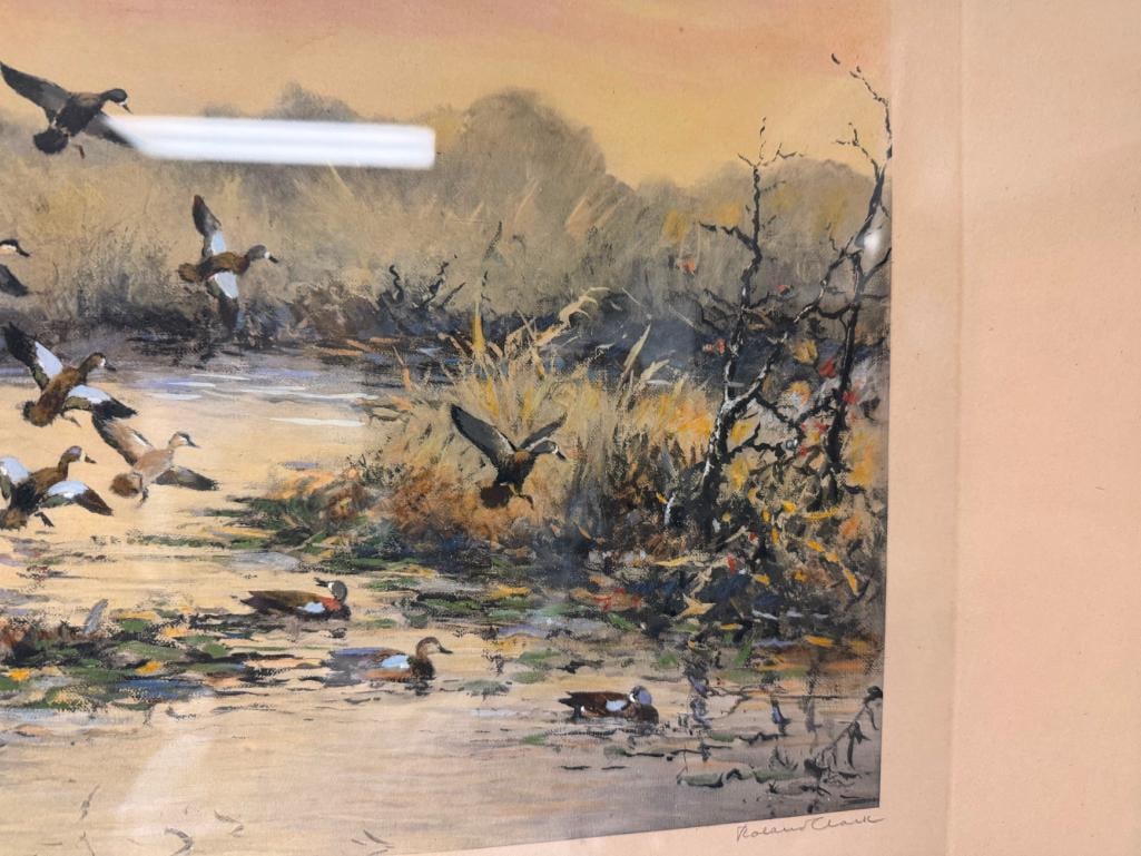 " SECLUSION " SIGNED AND NUMBERED ETCHING BY ROLAND CLARK DEPICTING A FLOCK OF BIRDS LANDING IN P... - 7