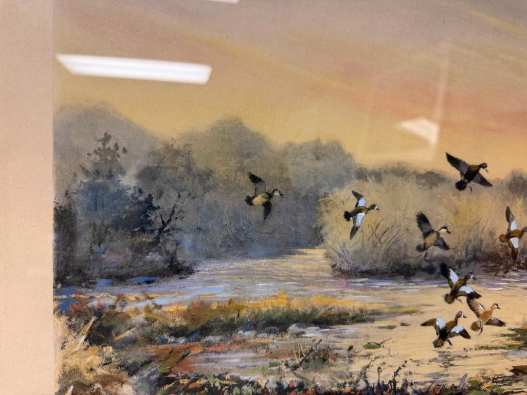 " SECLUSION " SIGNED AND NUMBERED ETCHING BY ROLAND CLARK DEPICTING A FLOCK OF BIRDS LANDING IN P... - 8