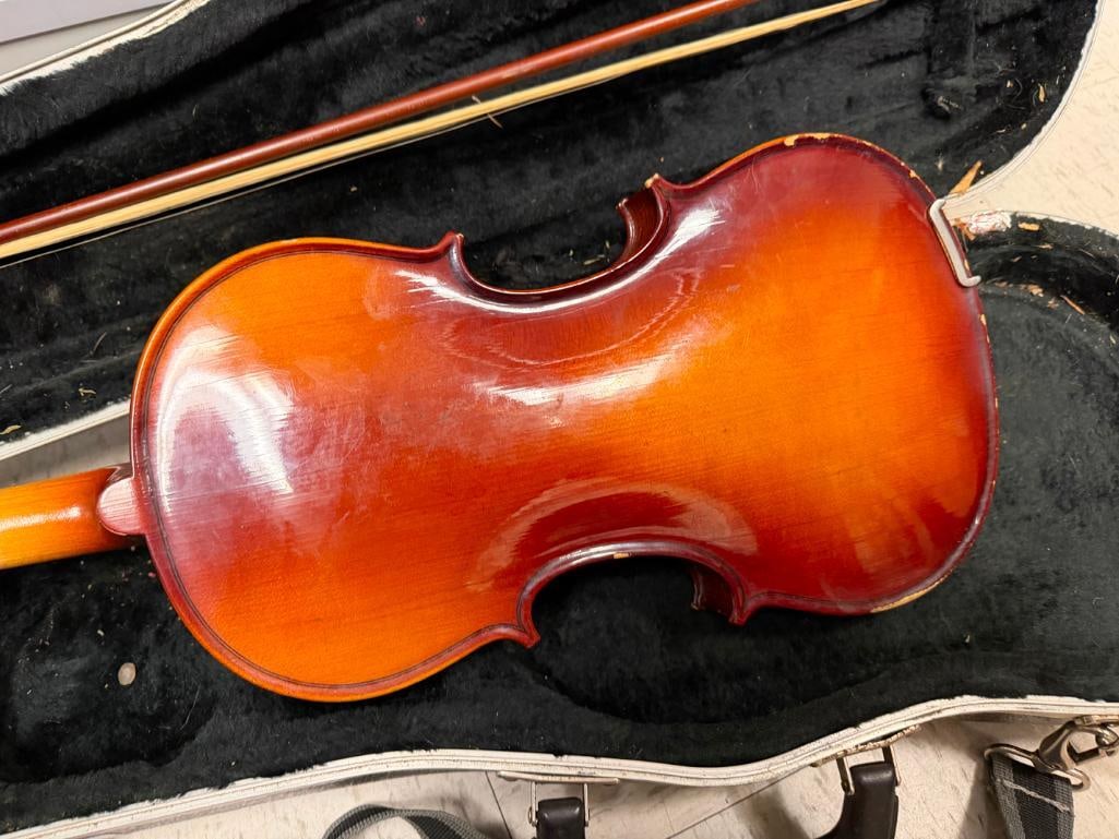 VINTAGE HELMUT GERHART HANDCRAFTED VIOLIN REPRODUCTION OF ANTONIOUS STRADIVARIUS WITH BOW - 10