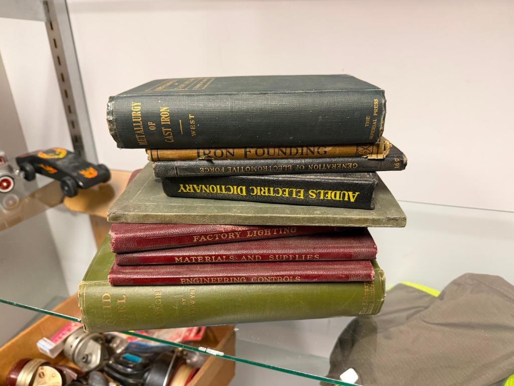 NINE ASSORTED BOOKS INCLUDING PERTAINING TO INDUSTRIAL THEMES INCLUDNG " METALLURGY OF CAST IRON " - 2