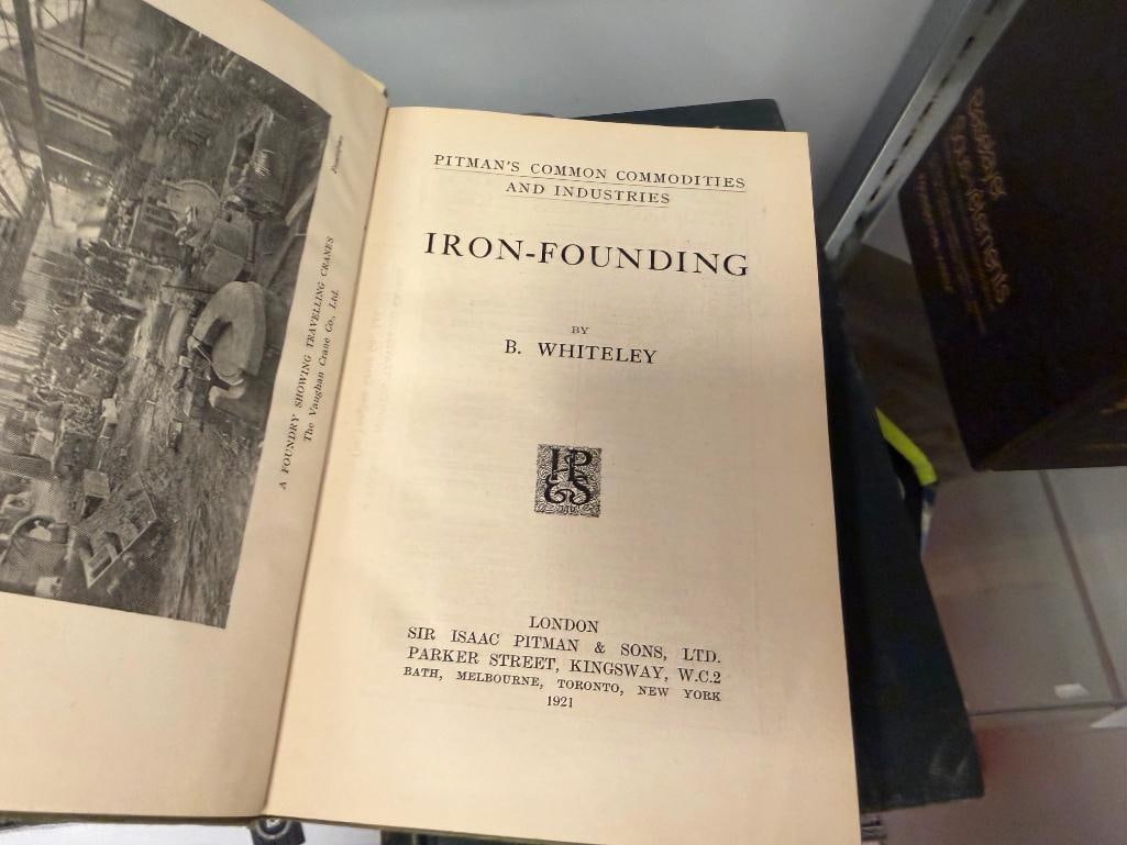 NINE ASSORTED BOOKS INCLUDING PERTAINING TO INDUSTRIAL THEMES INCLUDNG " METALLURGY OF CAST IRON " - 7