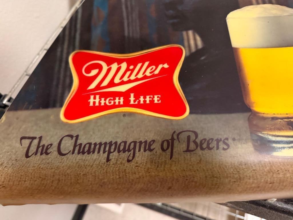 VINTAGE 1970'S MILLER HIGH LIFE THE CHAMPAGNE OF BEERS LIGHTED ADVERTISING BEER BAR SIGN - 3