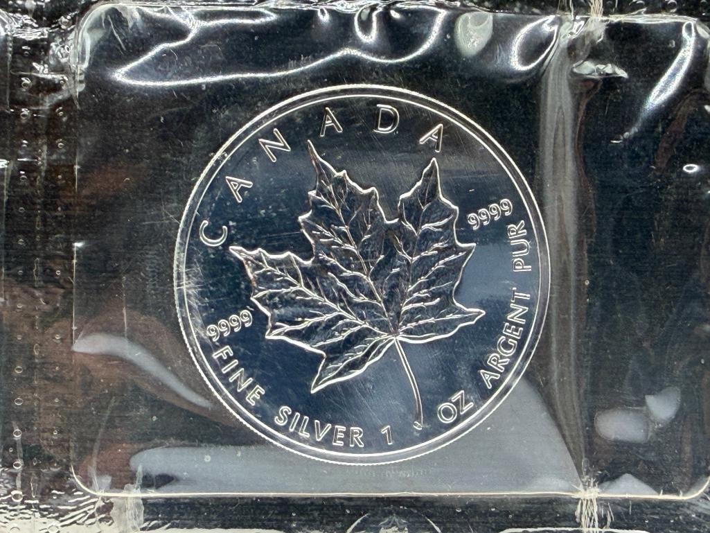 10 UNCIRCULATED 2001 ELIZABETH II CANADIAN SILVER $5 MAPLE LEAFS - 8