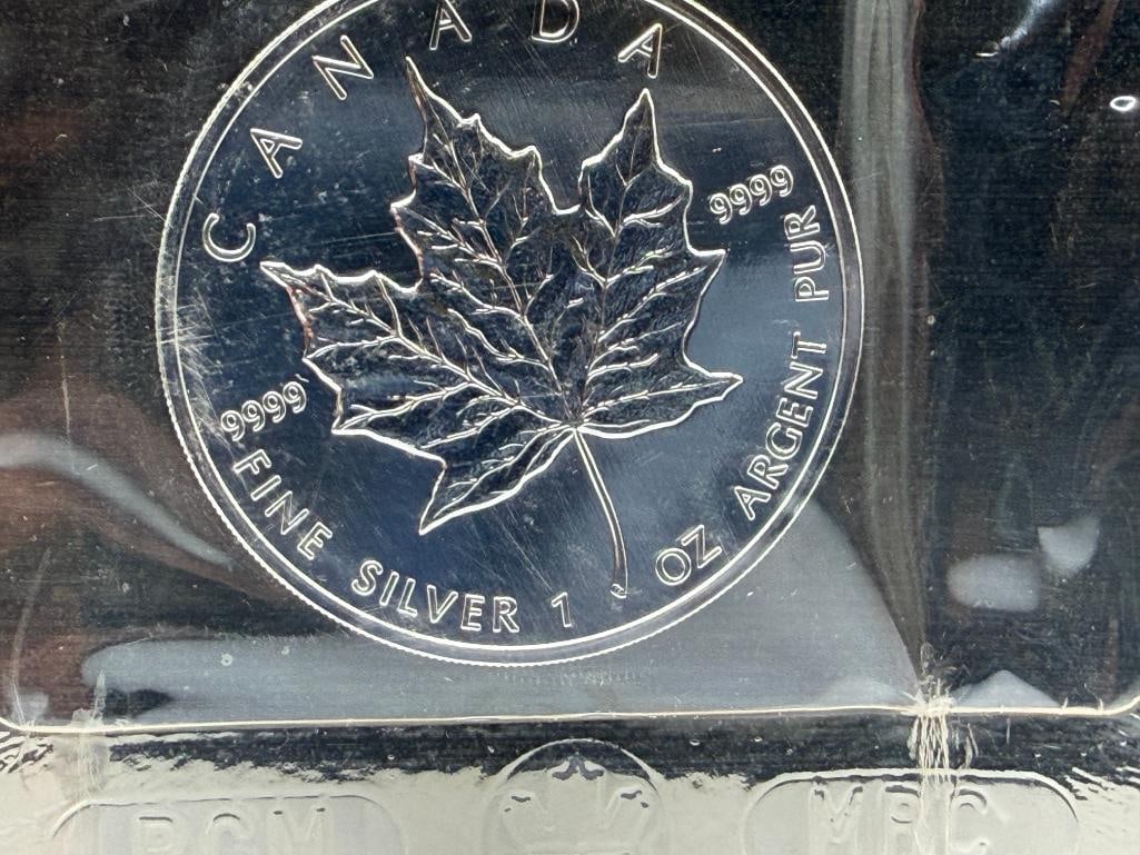 10 UNCIRCULATED 2001 ELIZABETH II CANADIAN SILVER $5 MAPLE LEAFS - 9