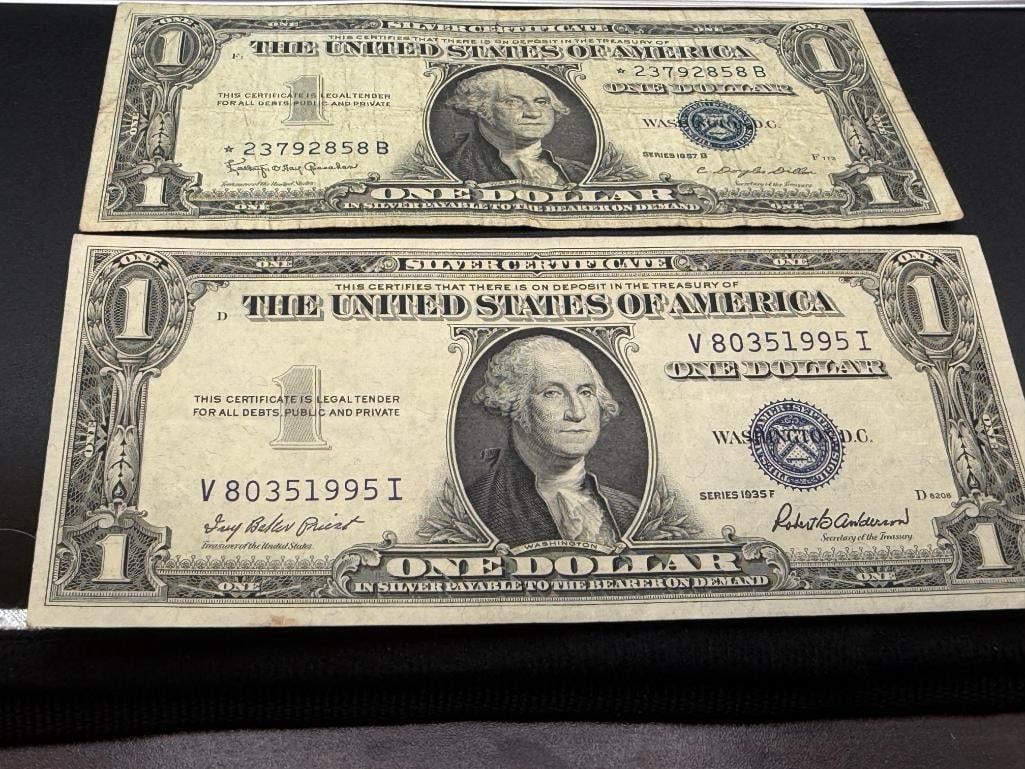 $10 FACE VALU EIN COLLECTIBLES U.S. CURRENCY INCLUDING TWO $1 SILVER CERTIFICATE STAR NOTES - 2