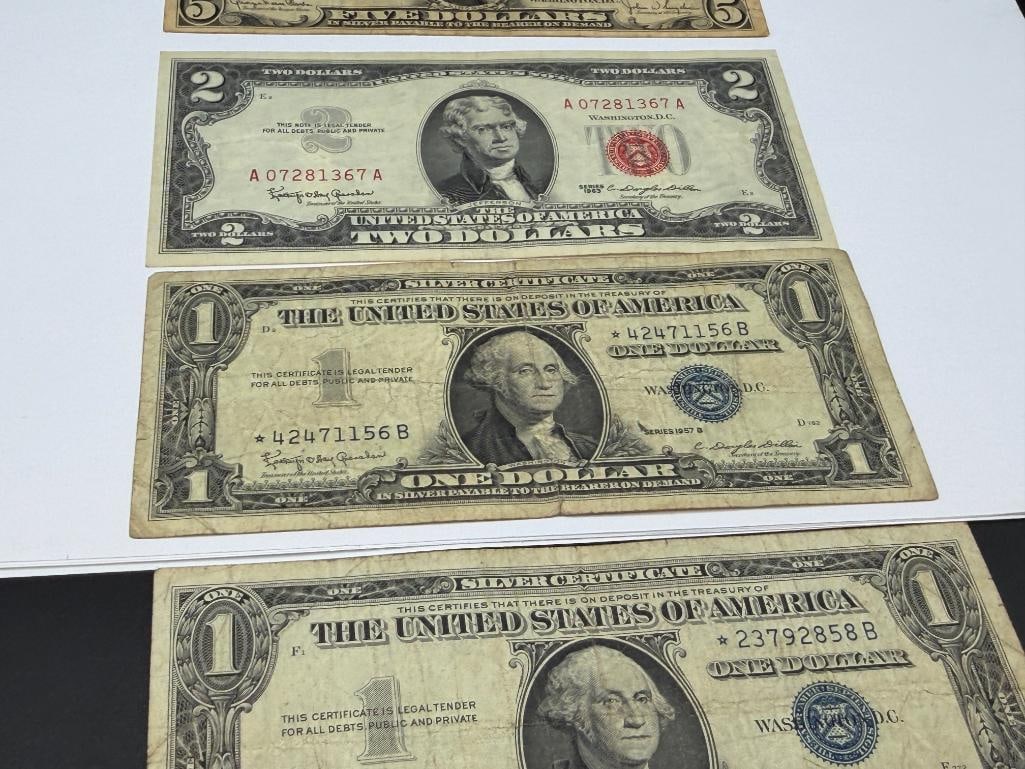 $10 FACE VALU EIN COLLECTIBLES U.S. CURRENCY INCLUDING TWO $1 SILVER CERTIFICATE STAR NOTES - 6