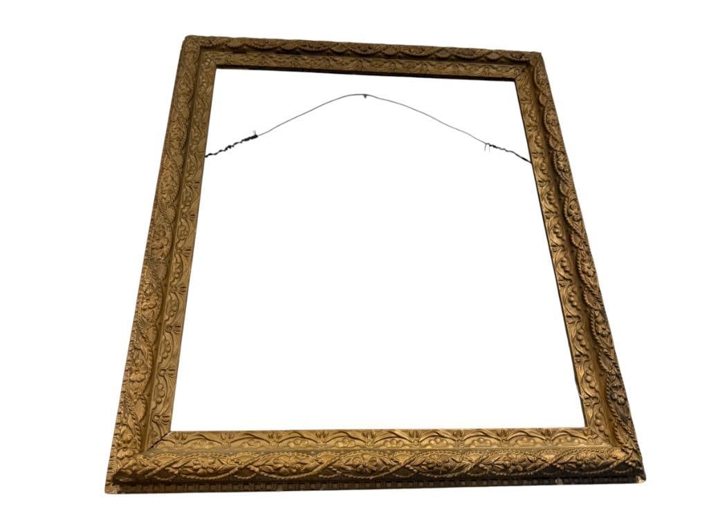 ANTIQUE GILT GESSO WOOD FRAME FLORAL DESIGN VICTORIAN ERA: 24" X 27" FRAME