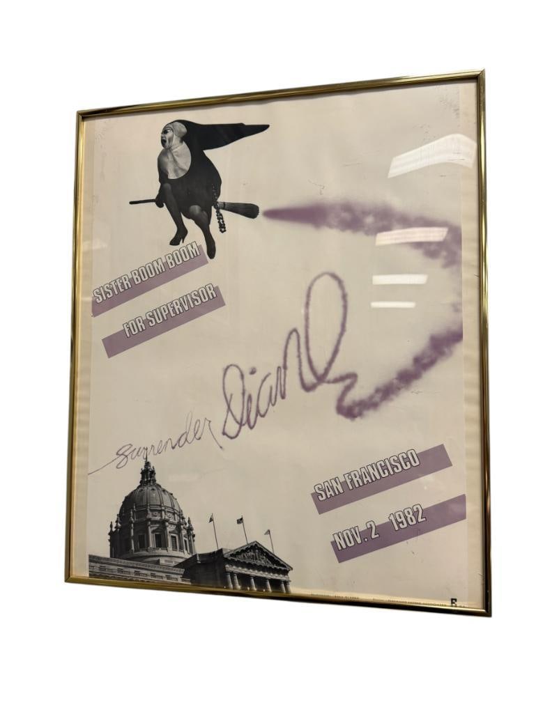 CAMPAIGN ADVERTISEMENT POSTER FOR SISTER BOOM BOOM JACK FERTIG DRAG NUN SURRENDER DIANNE 1982: 20" X 24" FRAME