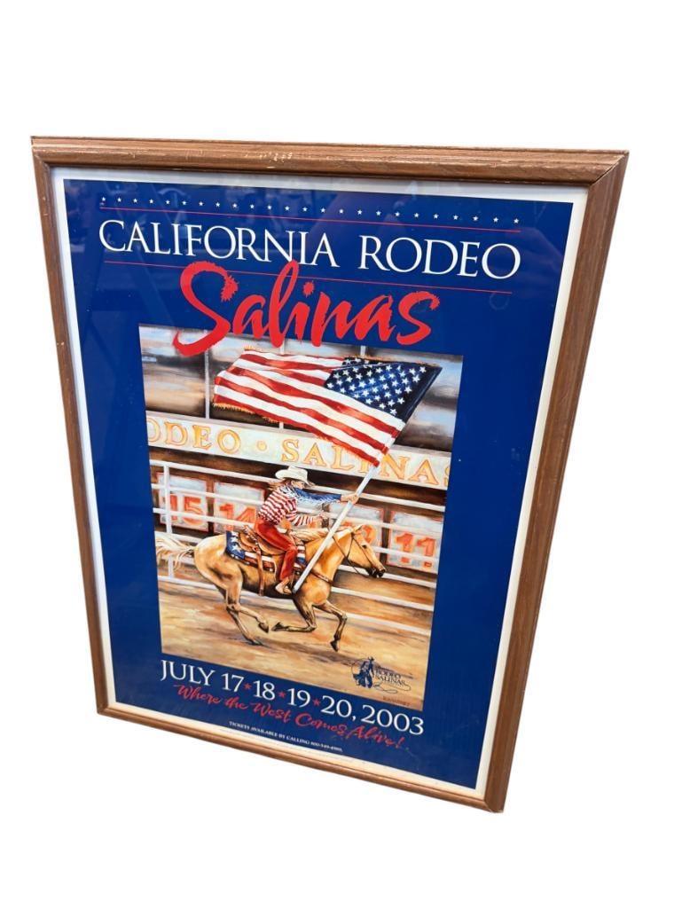 2003 SLINAS CALIFORNIA RODEO POSTER BY KAREN WHITNEY: 19 1/2" X 25 1/2" FRAME
