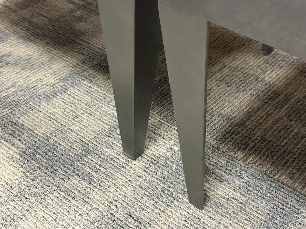 SET OF THREE HEAVY IRON END TABLES WITH CERAMIC TILE INSERT TOPS MODERN CONTEMPORARY STYLE - 5