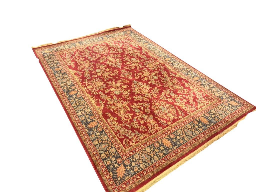 SHAW RUGS 100% WOOL LOW PILE AREA RUG SAROUK STYLE AREA RUG: ORIGINAL PRICE OF $1,460, FLORAL DESIGN 93" X 135"