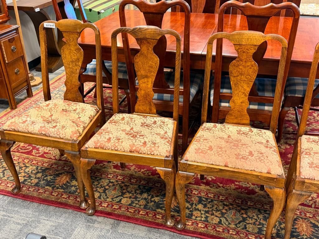ANTIQUE DUTCH BAROQUE STYLE SIDE CHAIRS WITH CREST RAIL AND BURL BACK PANEL - 2