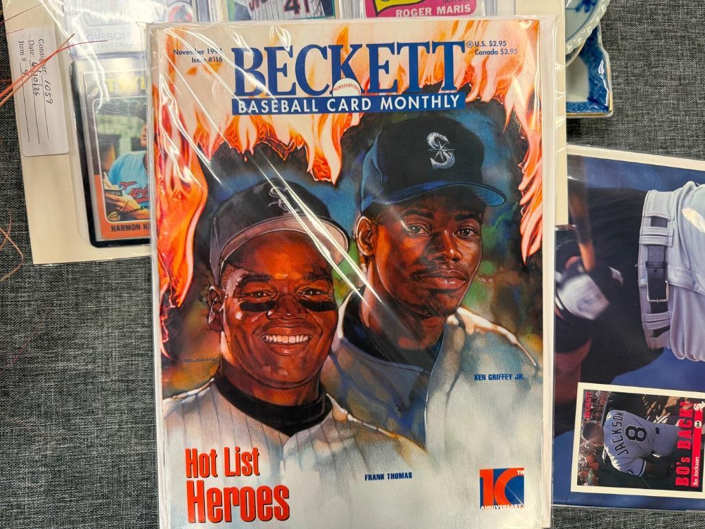 1990'S BECKET MONTHLY SPORT MAGAZINES AND SIX PLAYER CARDS - 15