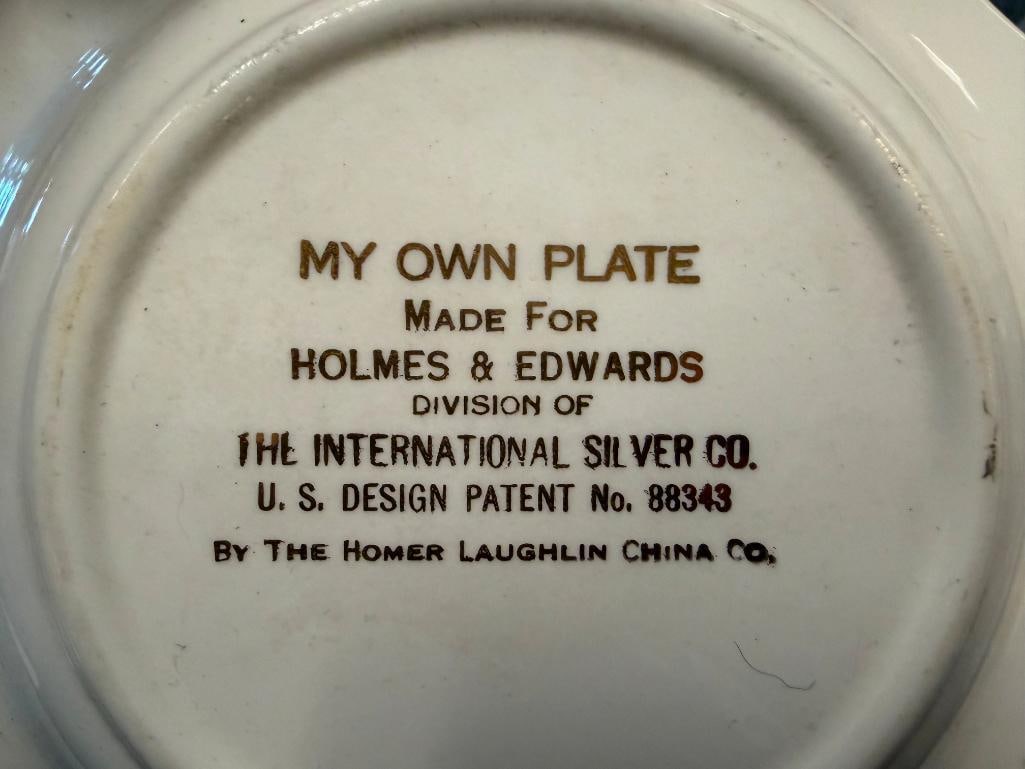 FIVE VINTAGE BABY BOWLS / PLATES INCLUDES LIMOGES BABY WARMING PLATE AND TWO HOLMES & EDWARDS PLA... - 17