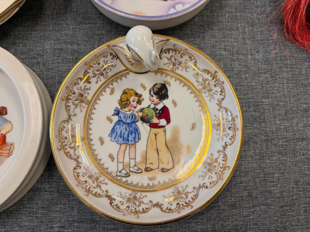 FIVE VINTAGE BABY BOWLS / PLATES INCLUDES LIMOGES BABY WARMING PLATE AND TWO HOLMES & EDWARDS PLA... - 4