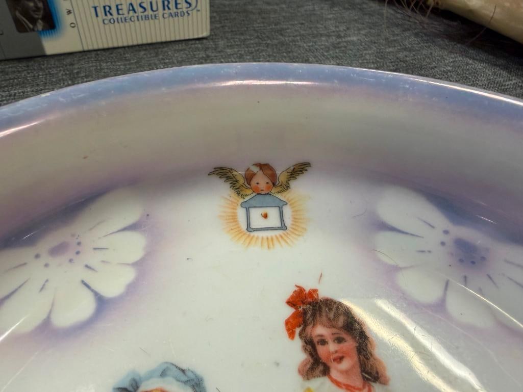 FIVE VINTAGE BABY BOWLS / PLATES INCLUDES LIMOGES BABY WARMING PLATE AND TWO HOLMES & EDWARDS PLA... - 8