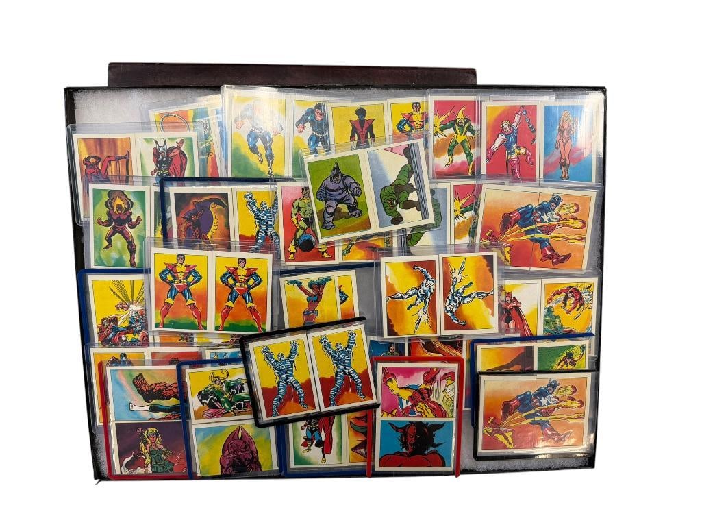 1980'S / 1990'S SUPER VILLAINS IMPE MARVEL UNIVERSE STICKER CARDS: 60 CARDS TOTAL, ALL IN PROTECTIVE SLEEVES