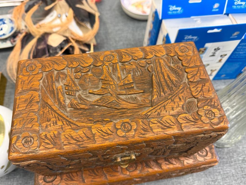 SET OF FOUR ANTIQUE CARVED CAMPHOR WOOD ASIAN NESTING BOXES FEATURING INTRICATE LANDSCAPE CARVINGS - 9