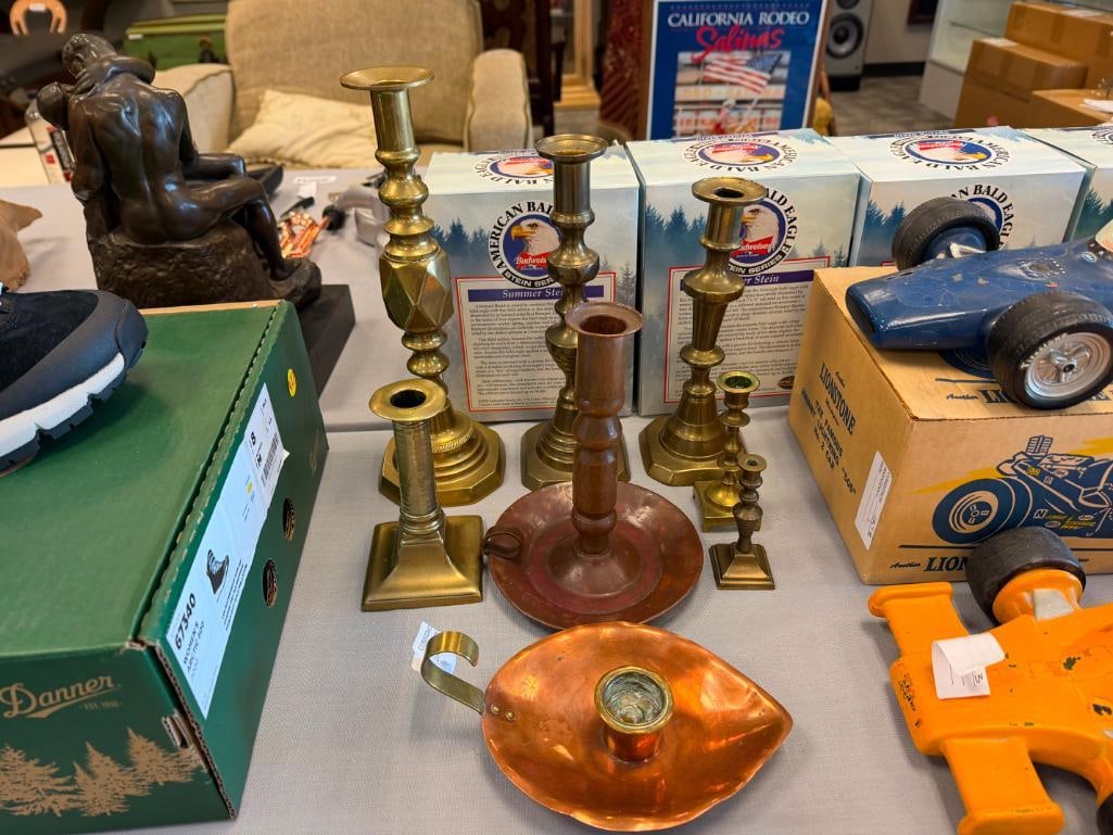 COLLECTION OF COPPER AND BRASS CANDLESTICK HOLDERS - 2