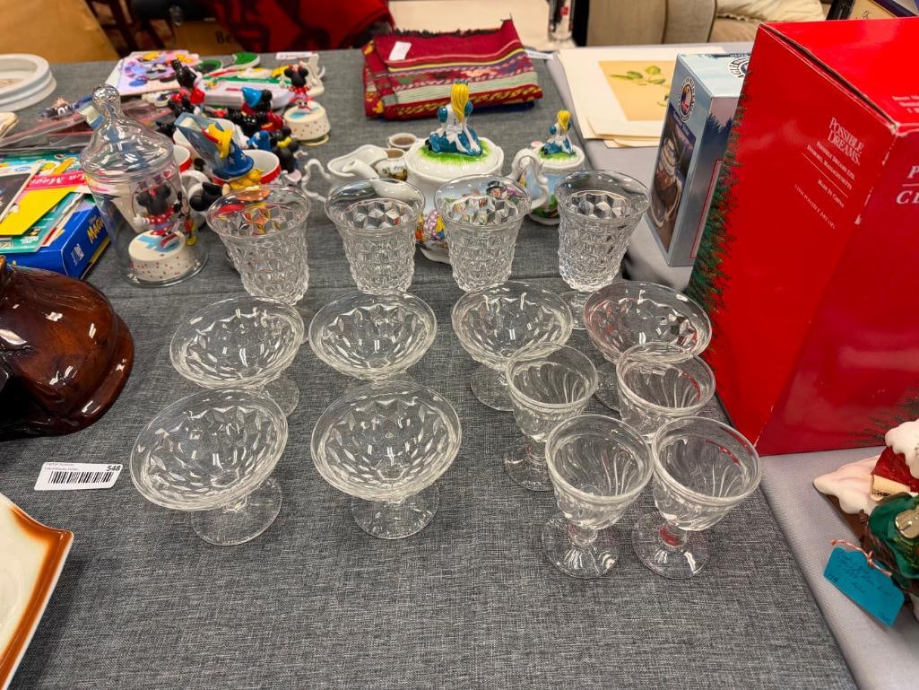 ASSORTED GLASSWARE INCLUDING SET OF SIX FOSTORIA AMERICAN PATTERN FOOTED DESERT BOWLS - 2