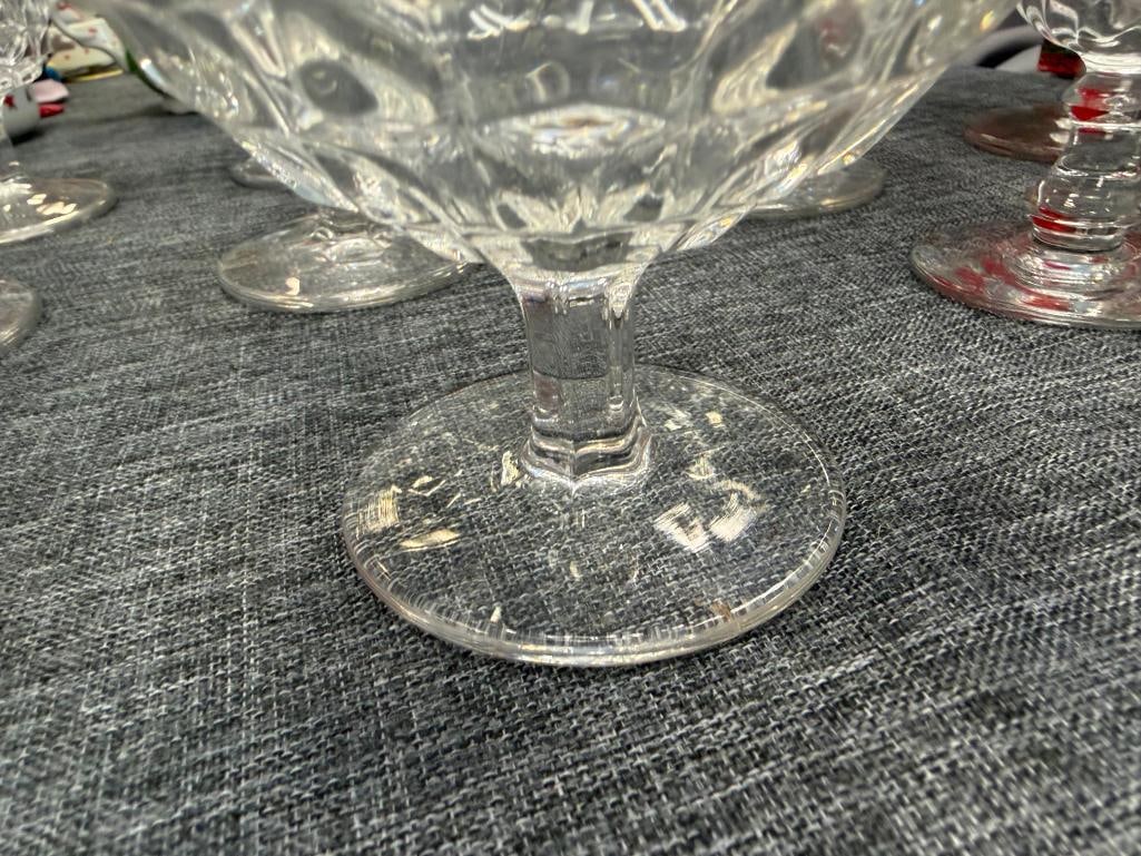 ASSORTED GLASSWARE INCLUDING SET OF SIX FOSTORIA AMERICAN PATTERN FOOTED DESERT BOWLS - 9