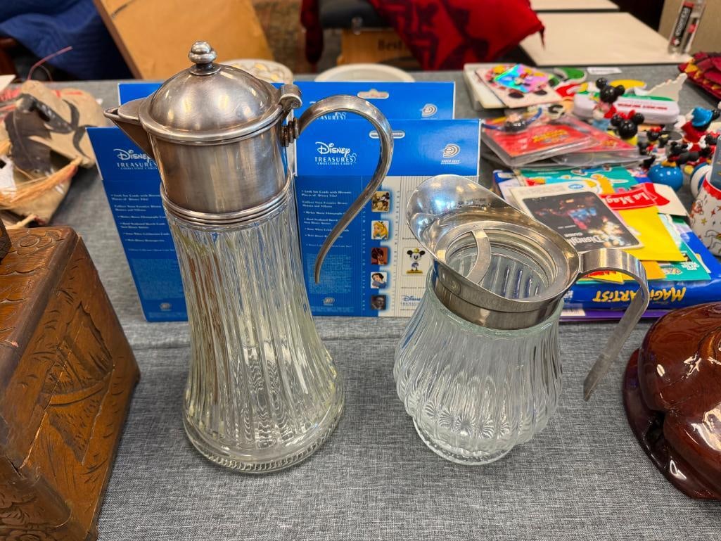 VINTAGE ITALIAN MADE GLASS WATER PITCHER AND WINE CLARET / ICED TEA CARAFE - 2