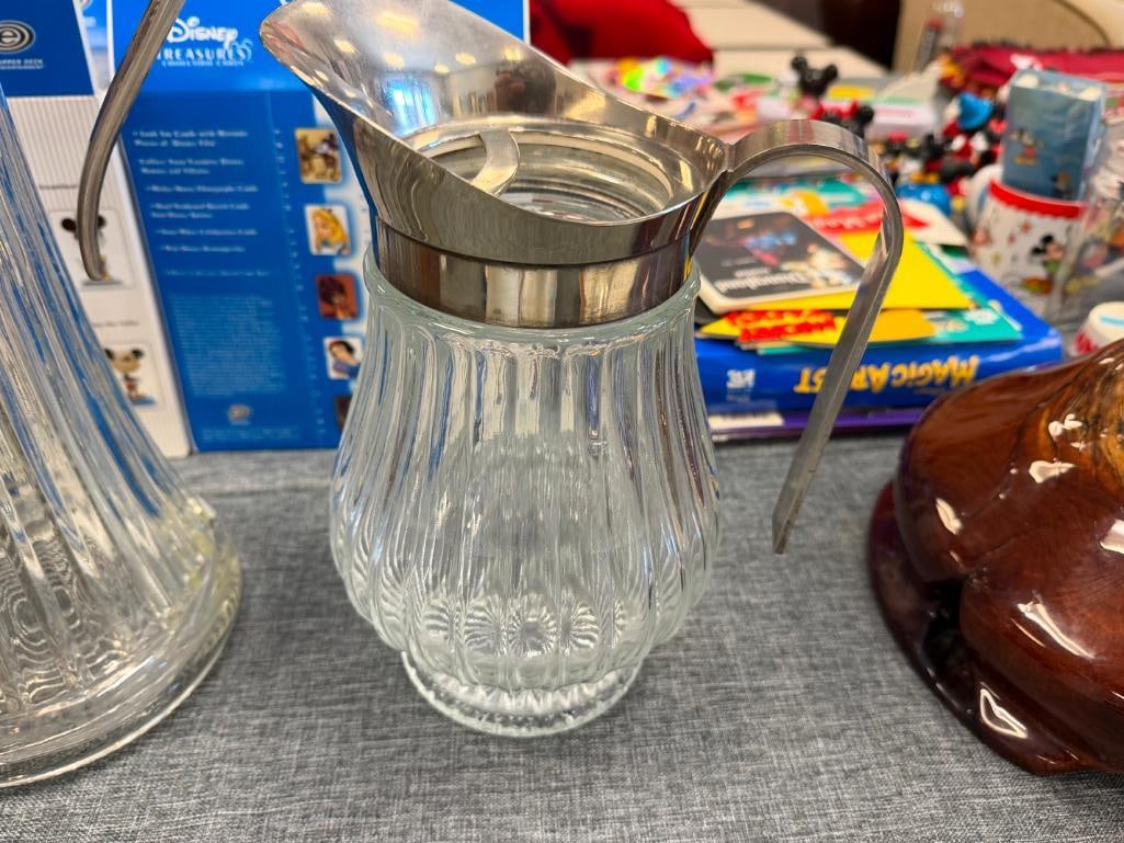 VINTAGE ITALIAN MADE GLASS WATER PITCHER AND WINE CLARET / ICED TEA CARAFE - 3