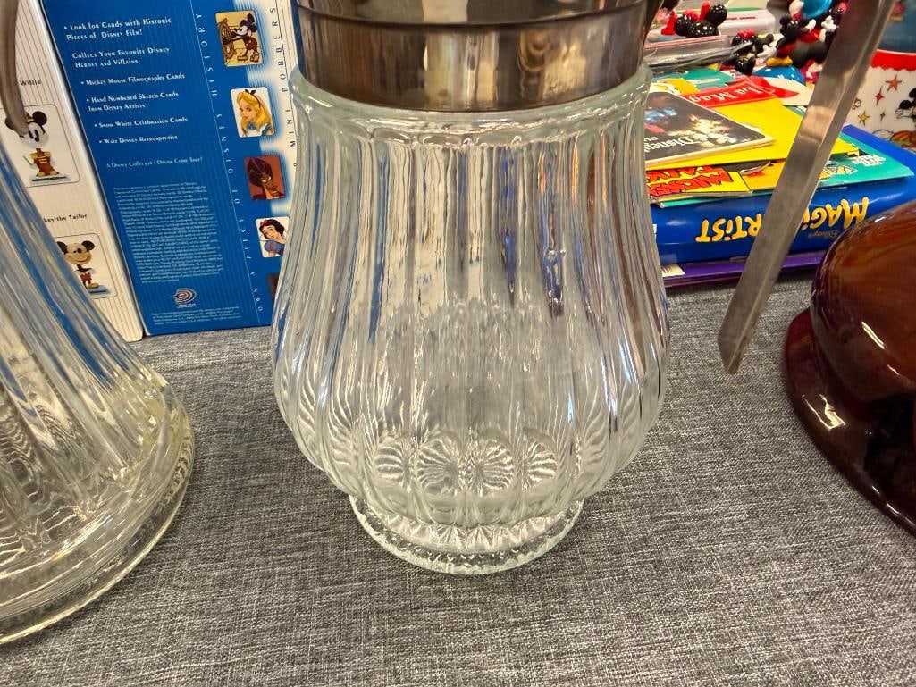VINTAGE ITALIAN MADE GLASS WATER PITCHER AND WINE CLARET / ICED TEA CARAFE - 6