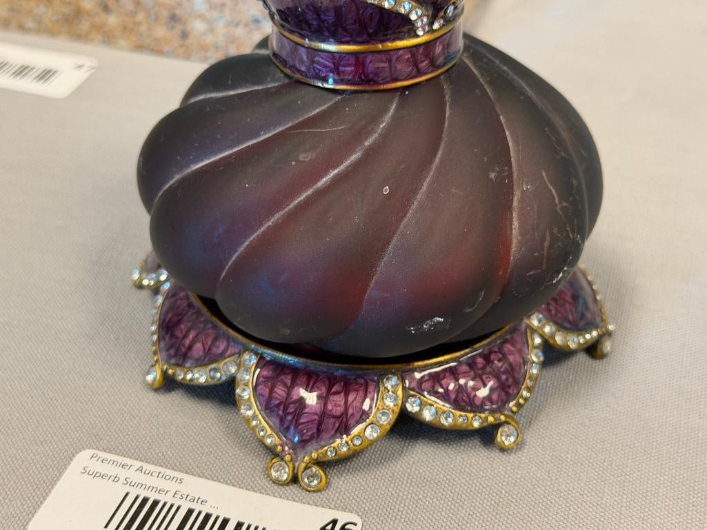 ALEXADRIA PURPLE FROST FRAGRANCE LAMP BEJEWELED AND ENAMELED - 2