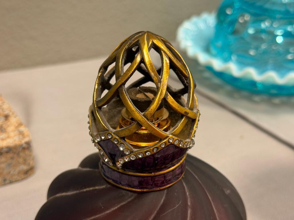 ALEXADRIA PURPLE FROST FRAGRANCE LAMP BEJEWELED AND ENAMELED - 4