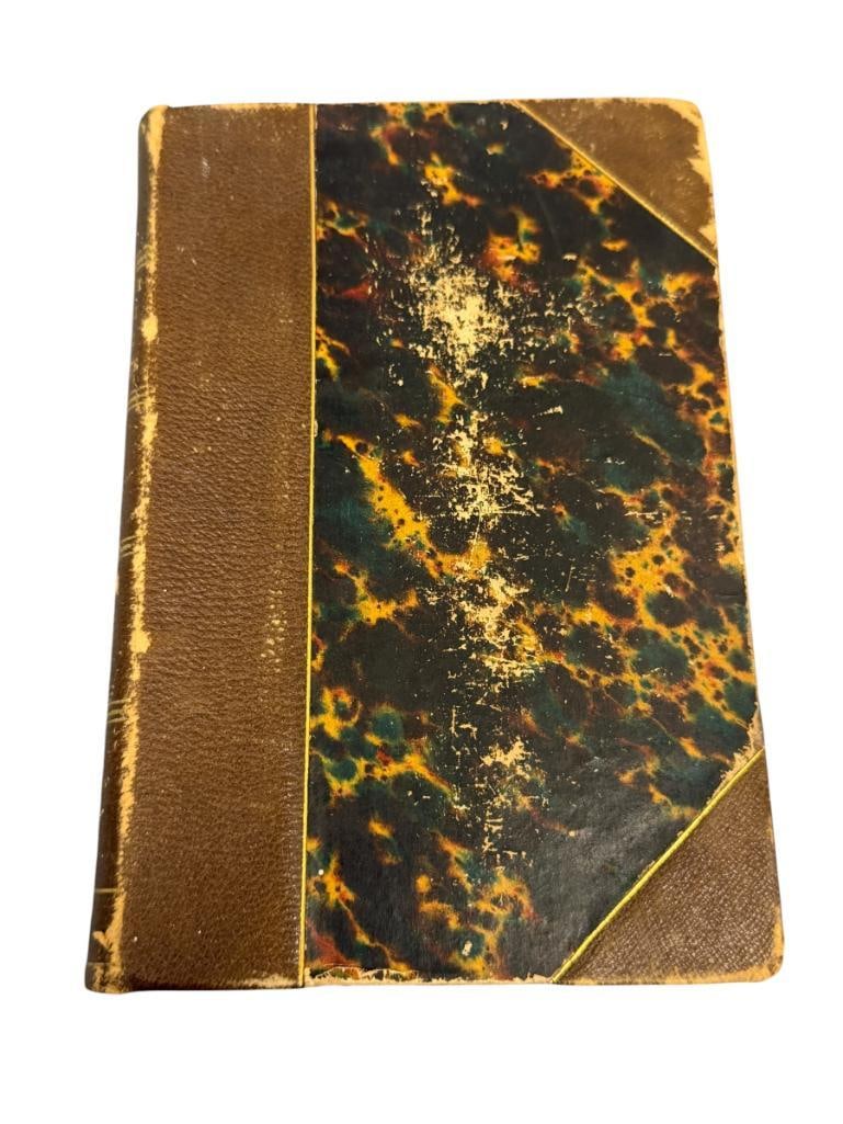 1876 C. PLINI CAECILI SECUNDI EPISTULARUM BOOK EDITED BY HENRICUS KEIL PUBLISHED B.G. TEUBNER: BOOK OF LETTERS TO TRAJAN BOOK NINE, LEATHER AND PAPER BOUND WITH GILT LETTERING ON THE SPINE, BOOK IS COMPLETE AND INTACT, BUT COVERS SHOW HEAVY WEAR 4 5/8" X 6 3/4"
