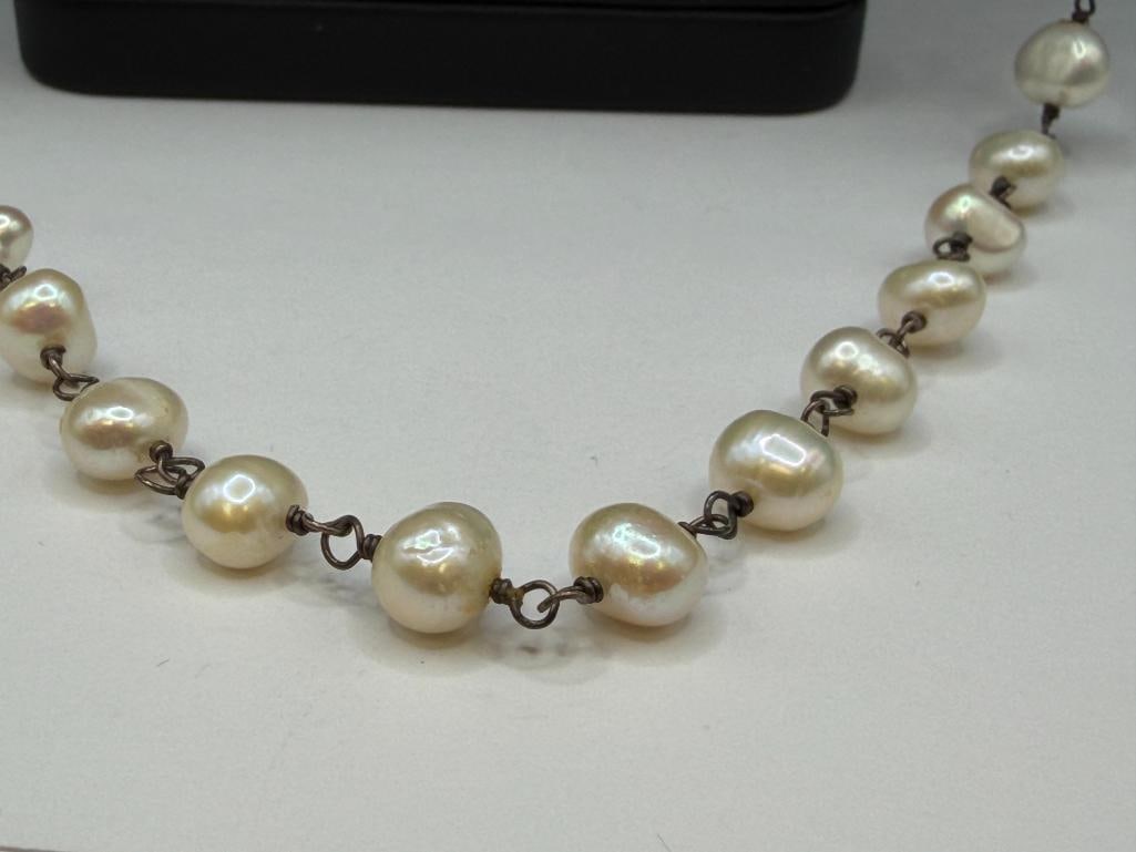 FRESHWATER PEARL NECKLACE WITH STERLING SILVER CLASP - 2